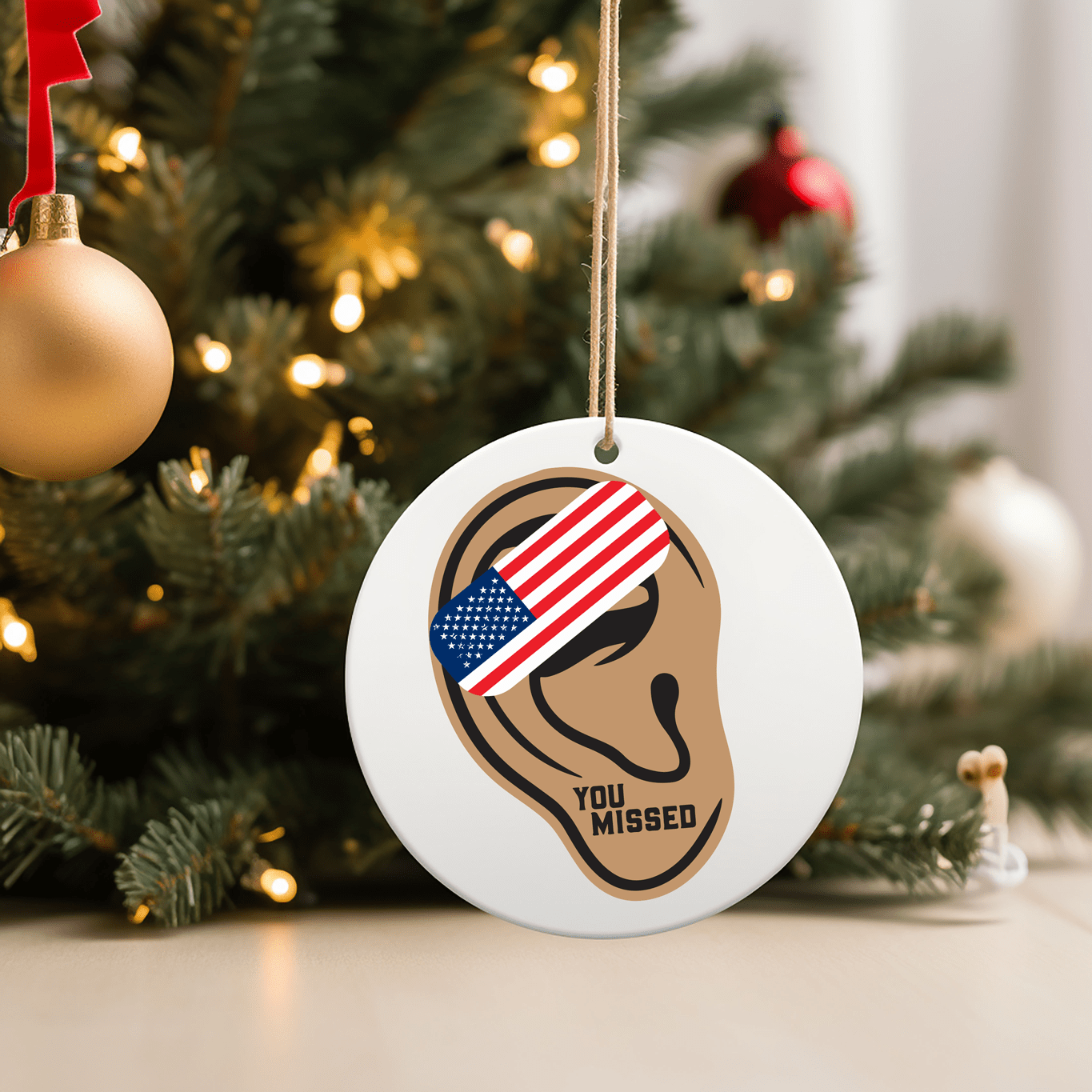 Trump Patriotic Christmas Ornaments UV Printed Porcelain Inch Tree Ornaments - F5 Custom Designs