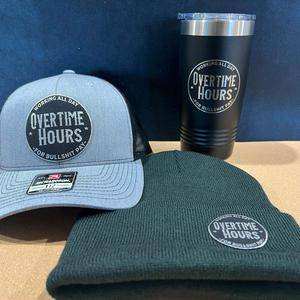 Hat+Beanie+Tumbler Bundle - Overtime Hours for BS Pay Leatherette Patch on - F5 Custom Designs