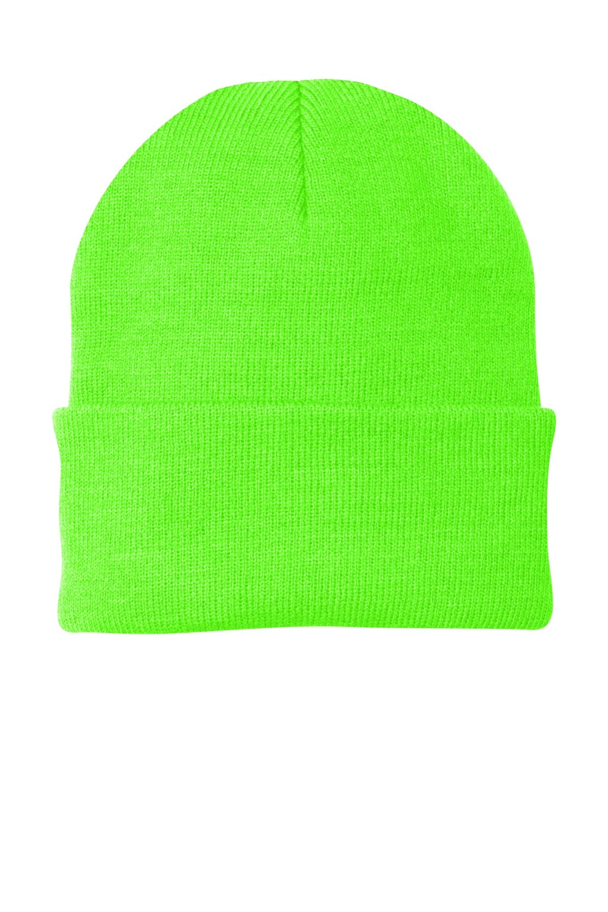 Neon green CP90 custom patch beanie
