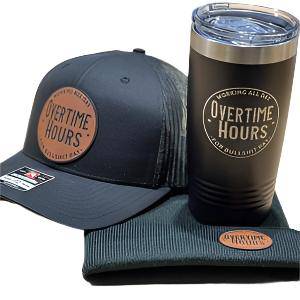 Hat+Beanie+Tumbler Bundle - Overtime Hours for BS Pay Leatherette Patch on - F5 Custom Designs
