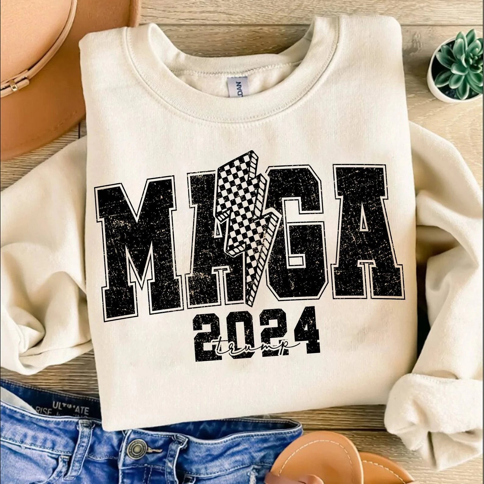 MAGA 2024 Make America Great Again Sweatshirt Softstyle Cotton/Poly blend, High Quality - F5 Custom Designs