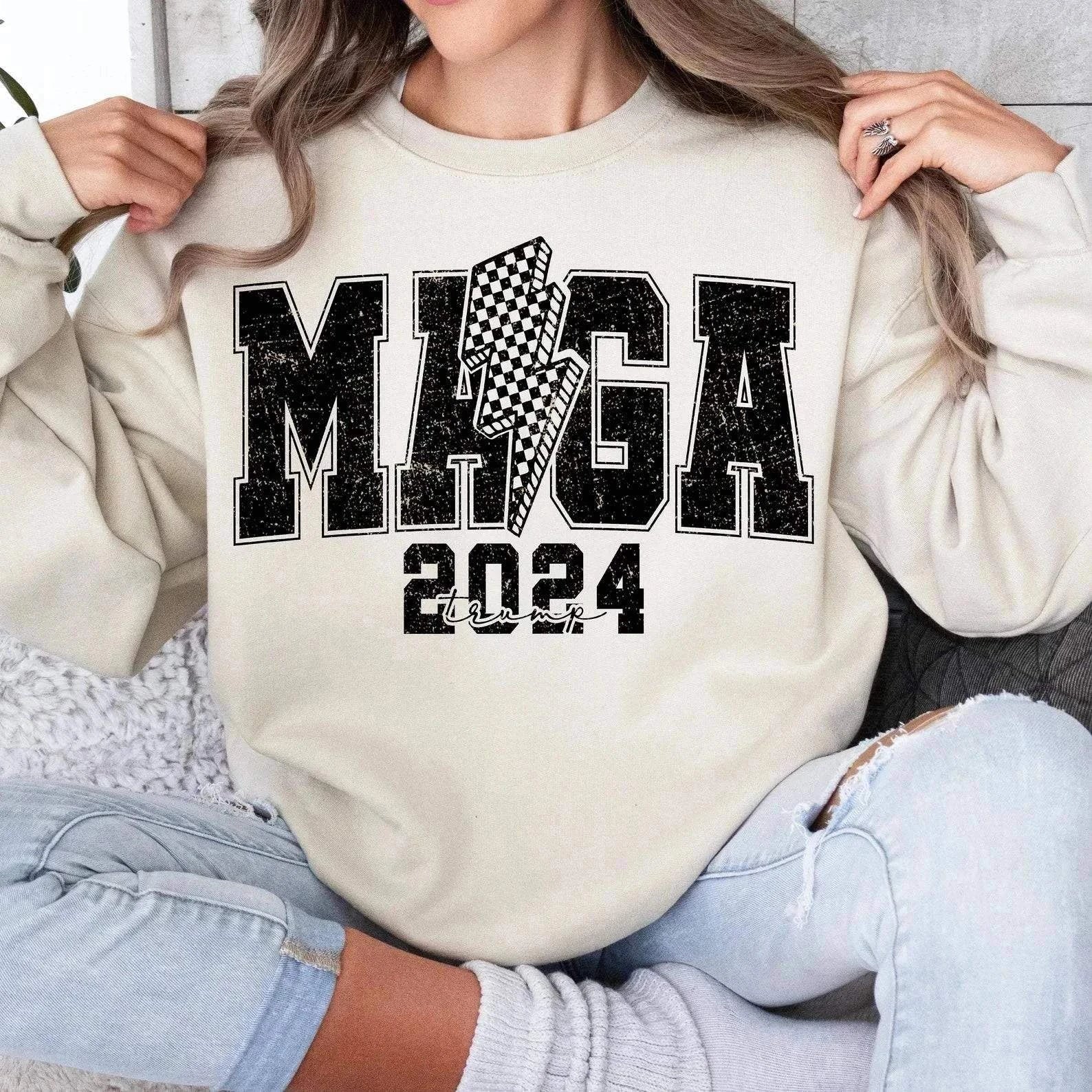 MAGA 2024 Make America Great Again high-quality cotton/poly blend sweatshirt for women