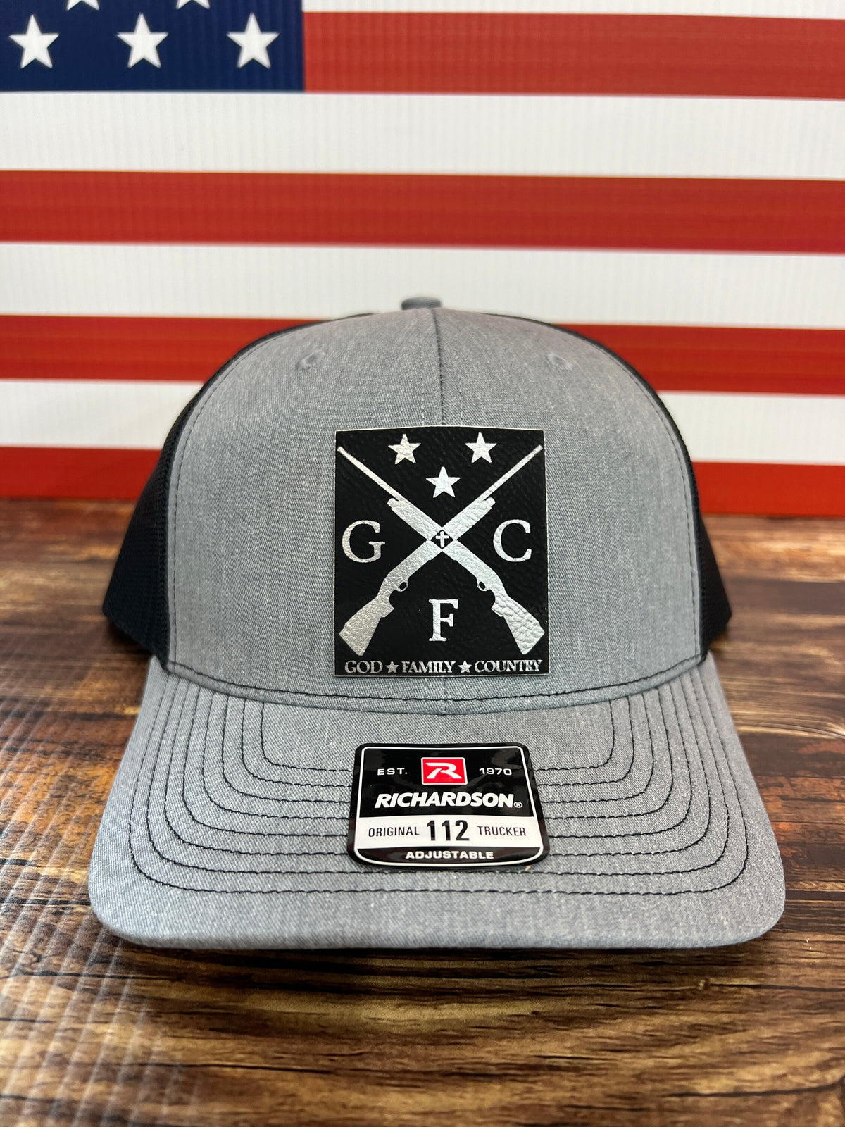 God Family Country Trucker Hat: Richardson 112 Patriotic Patch