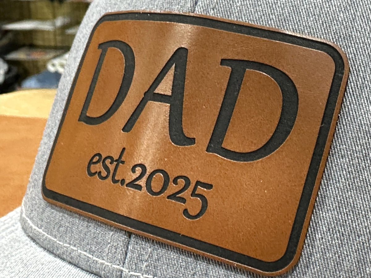 Custom Dad Hat Est. Leatherette Patch Hat - Richardson 112 Trucker