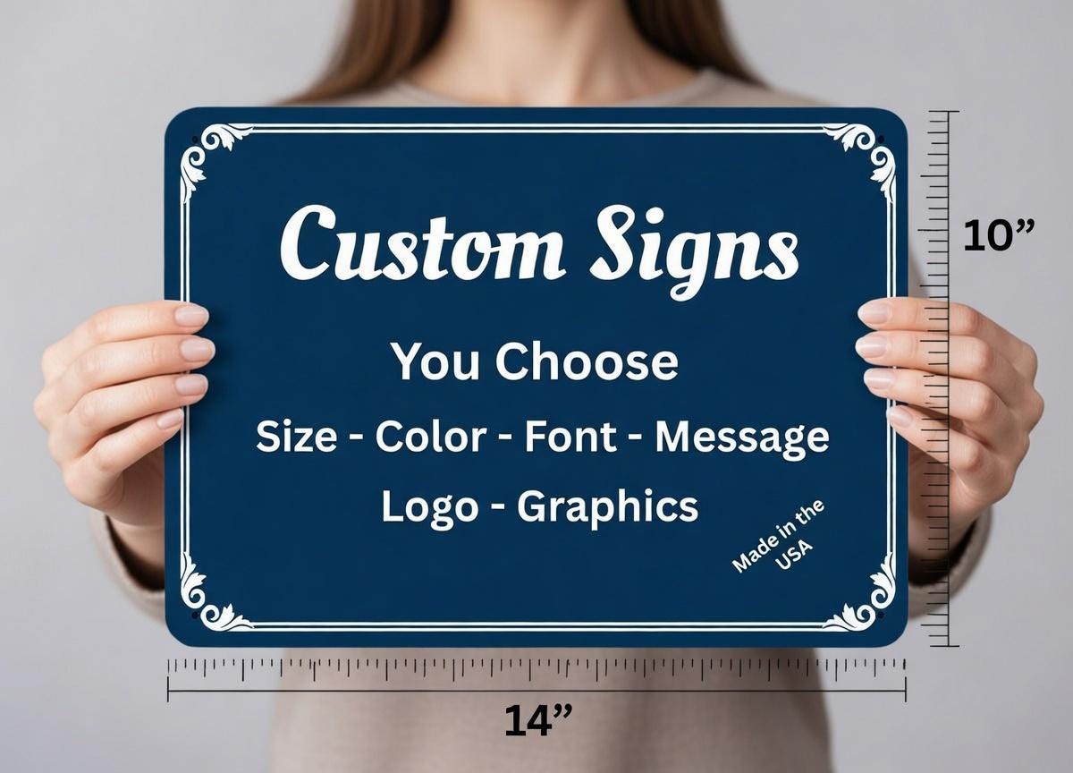 Custom Metal Sign, Personalized Yard Art, Business Name Plaque, Choose Colors Fonts