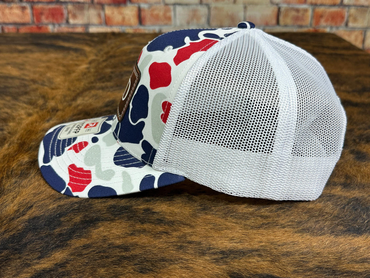 Custom Leather Patch Trucker Hat, Personalized Dad Gift, Outdoors Style