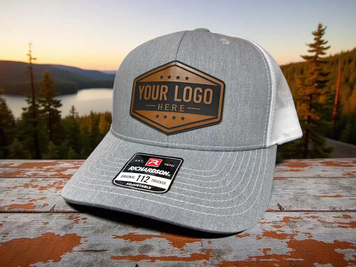Custom Richardson 112 Snapback Hat, Personalized Leatherette Patch Trucker Cap