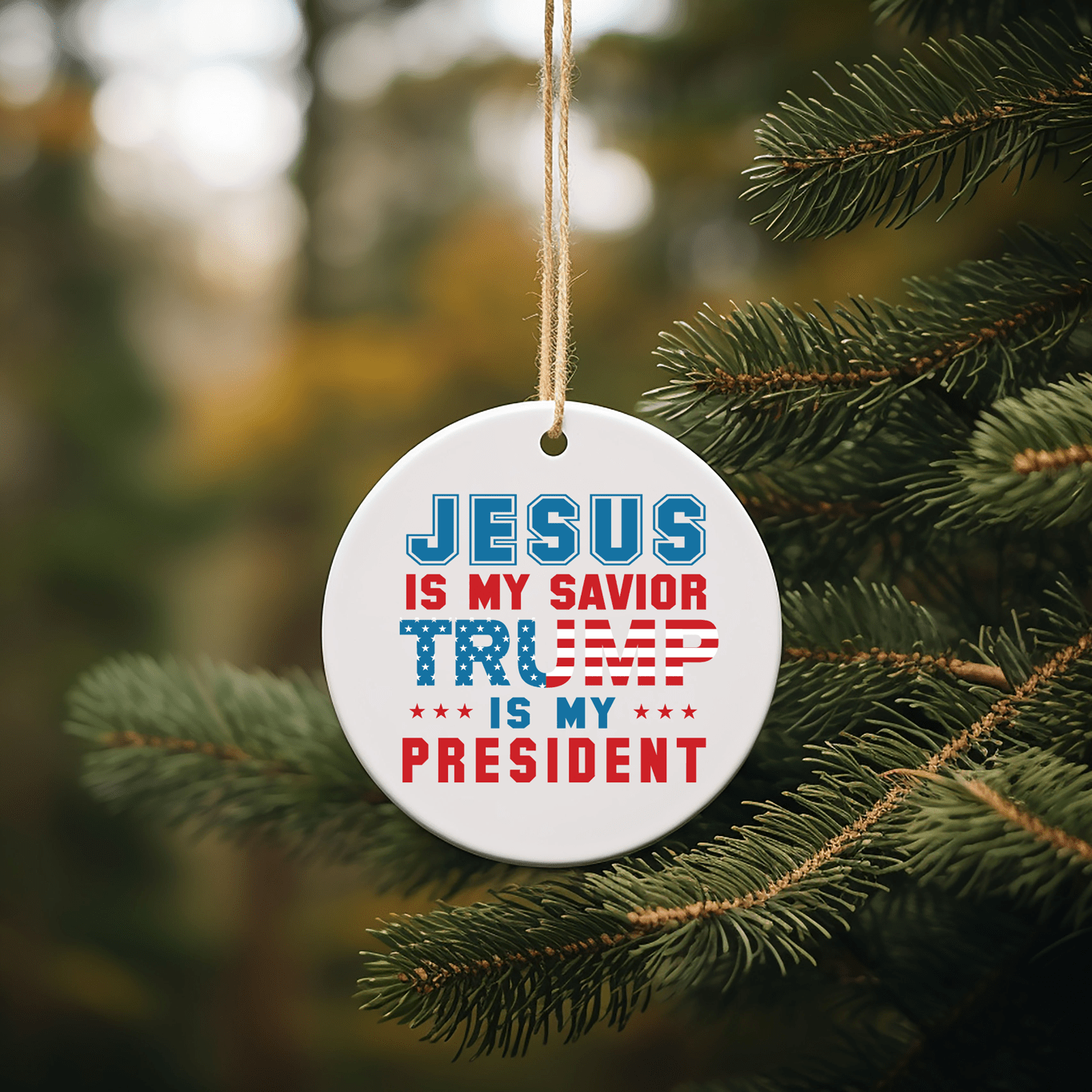 Trump Patriotic Christmas Ornaments UV Printed Porcelain Inch Tree Ornaments - F5 Custom Designs