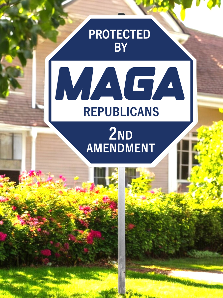 Home Security Sign - HOA Friendly MAGA Sign with Stake MAGA Republican Yard Sign