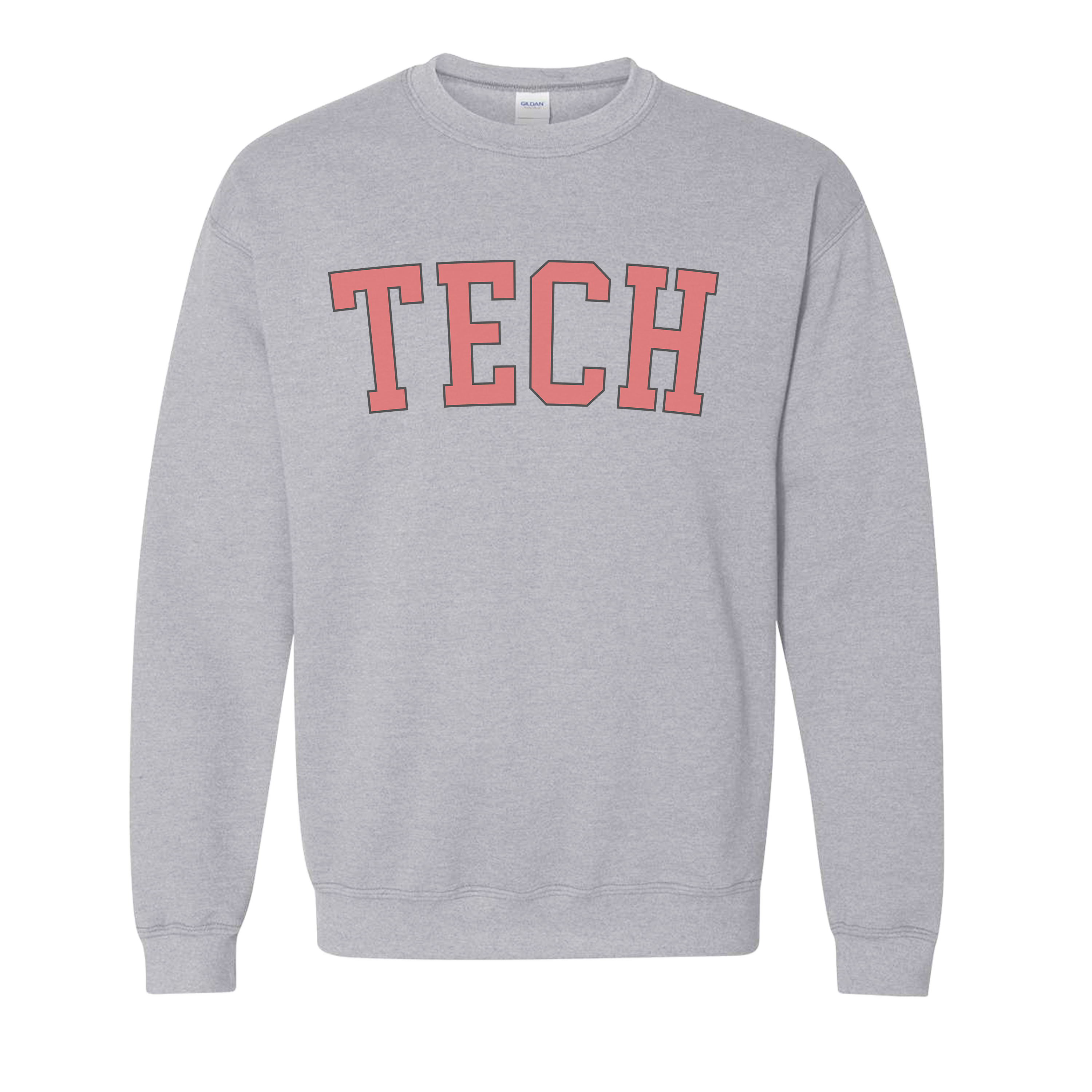 Sport grey vintage Tech team sweatshirt with classic varsity lettering