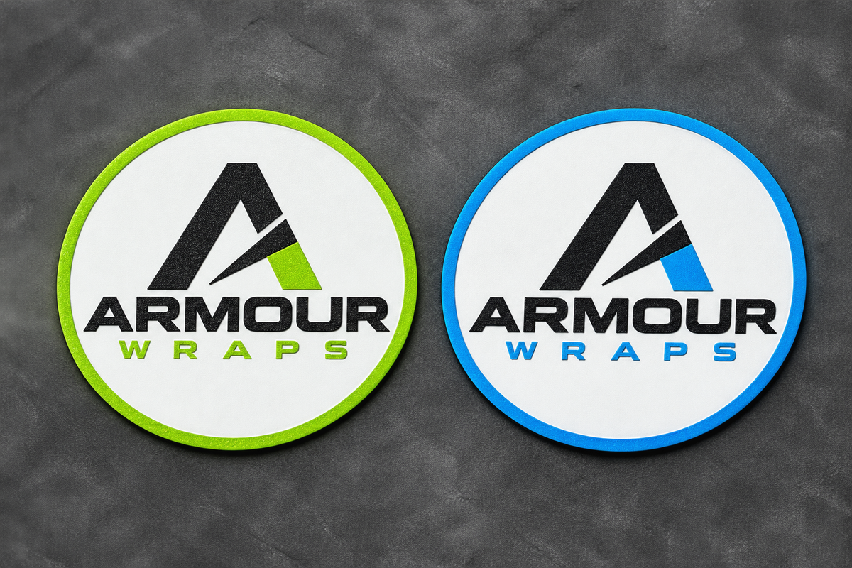 Custom hat patches by F5 including UV printed and laser engraved patch styles