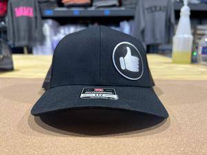 Thumbs Up Patch Hat with Leatherette Patch on a Richardson 112 Trucker Hat Baseball Cap Summer Winter - F5 Custom Designs
