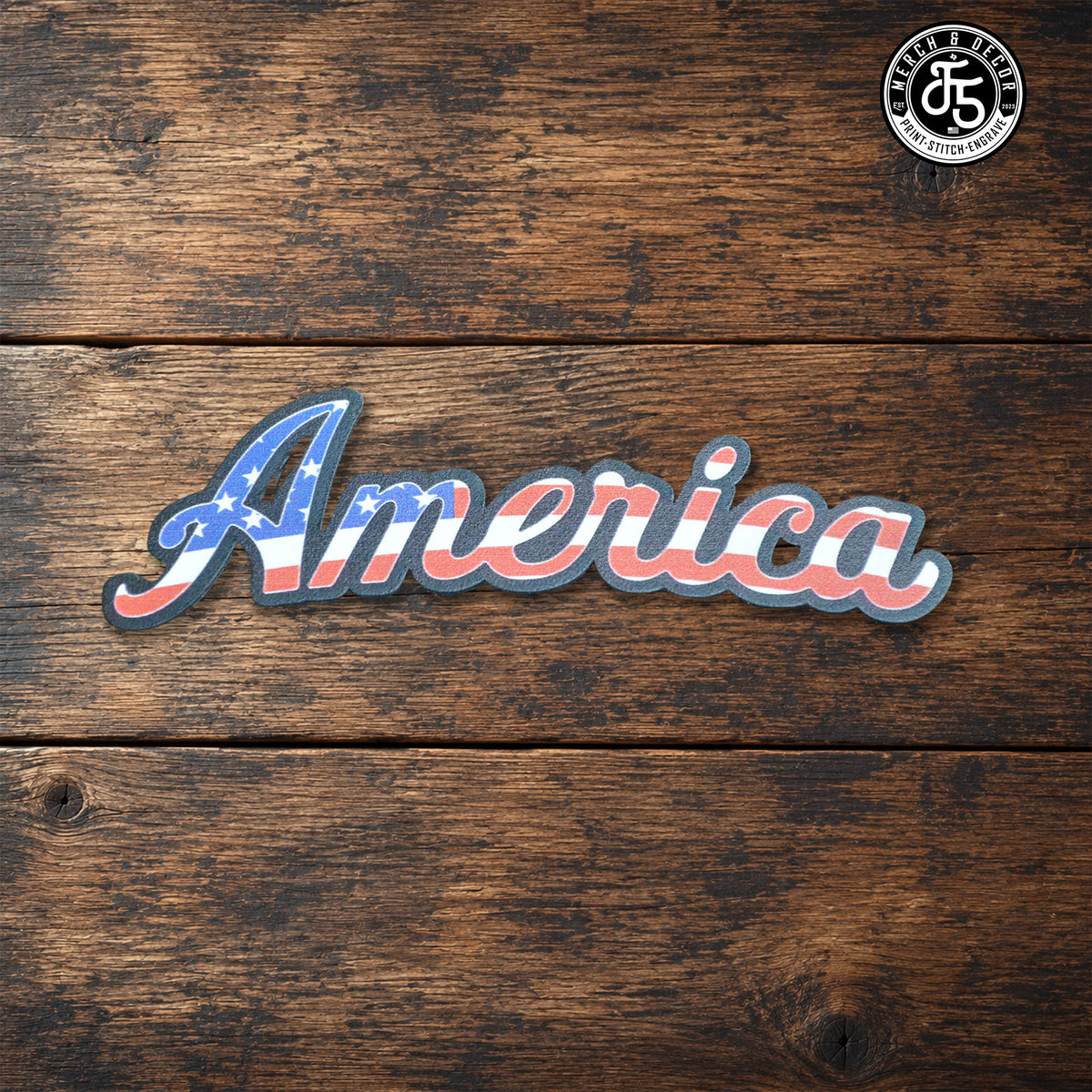 Die Cut America Hat Patch UV Printed Premium Leatherette Patch