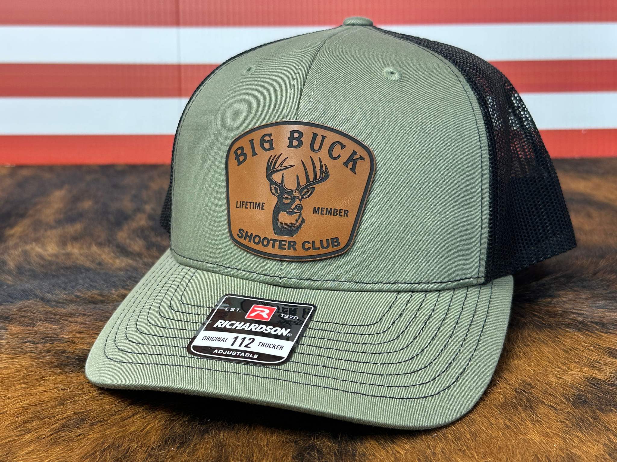 Loden Trucker Hat with Leatherette Patch with Shooter Club Hat