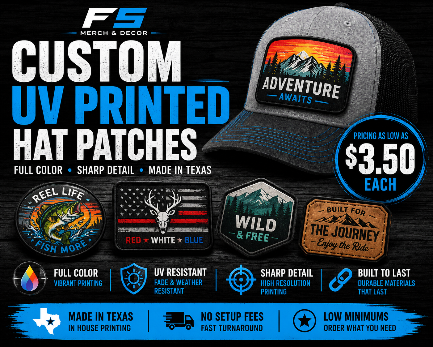Custom UV Printed Hat Patches