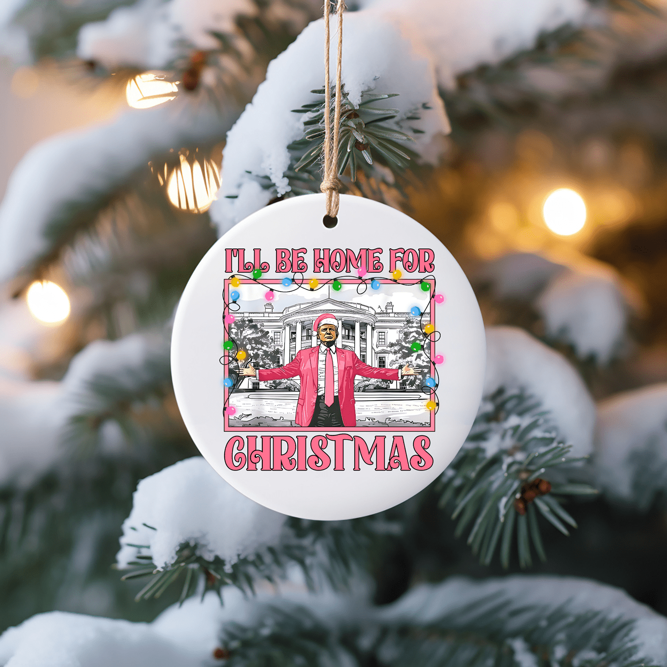 Trump Patriotic Christmas Ornaments UV Printed Porcelain Inch Tree Ornaments - F5 Custom Designs