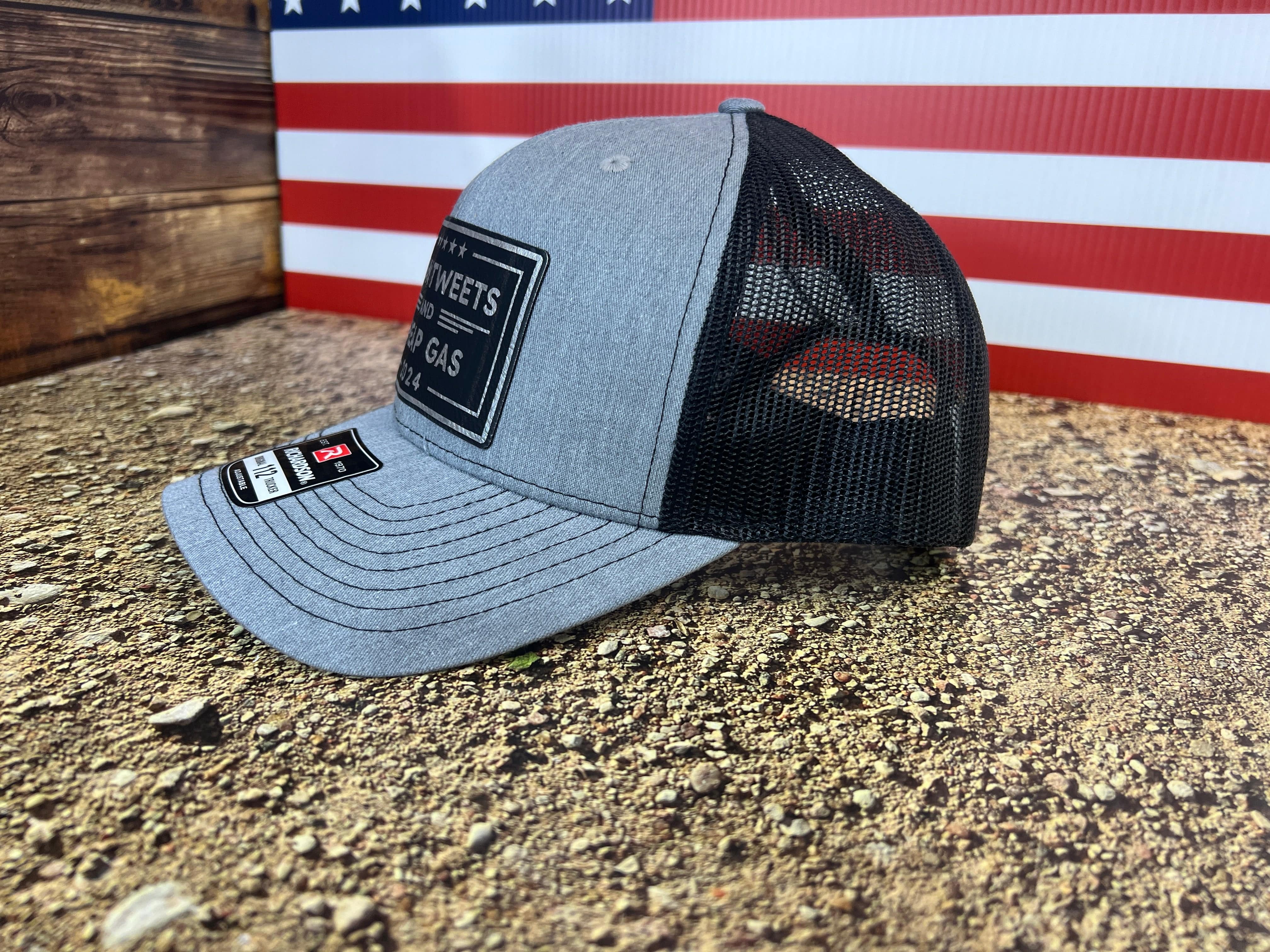 Mean Tweets Cheap Gas or Diesel Hat on Premium Leatherette Patch Richardson 112 Trucker Hat  or Yupoong Classic TruckerFunny Hat Adult Hat - F5 Custom Designs
