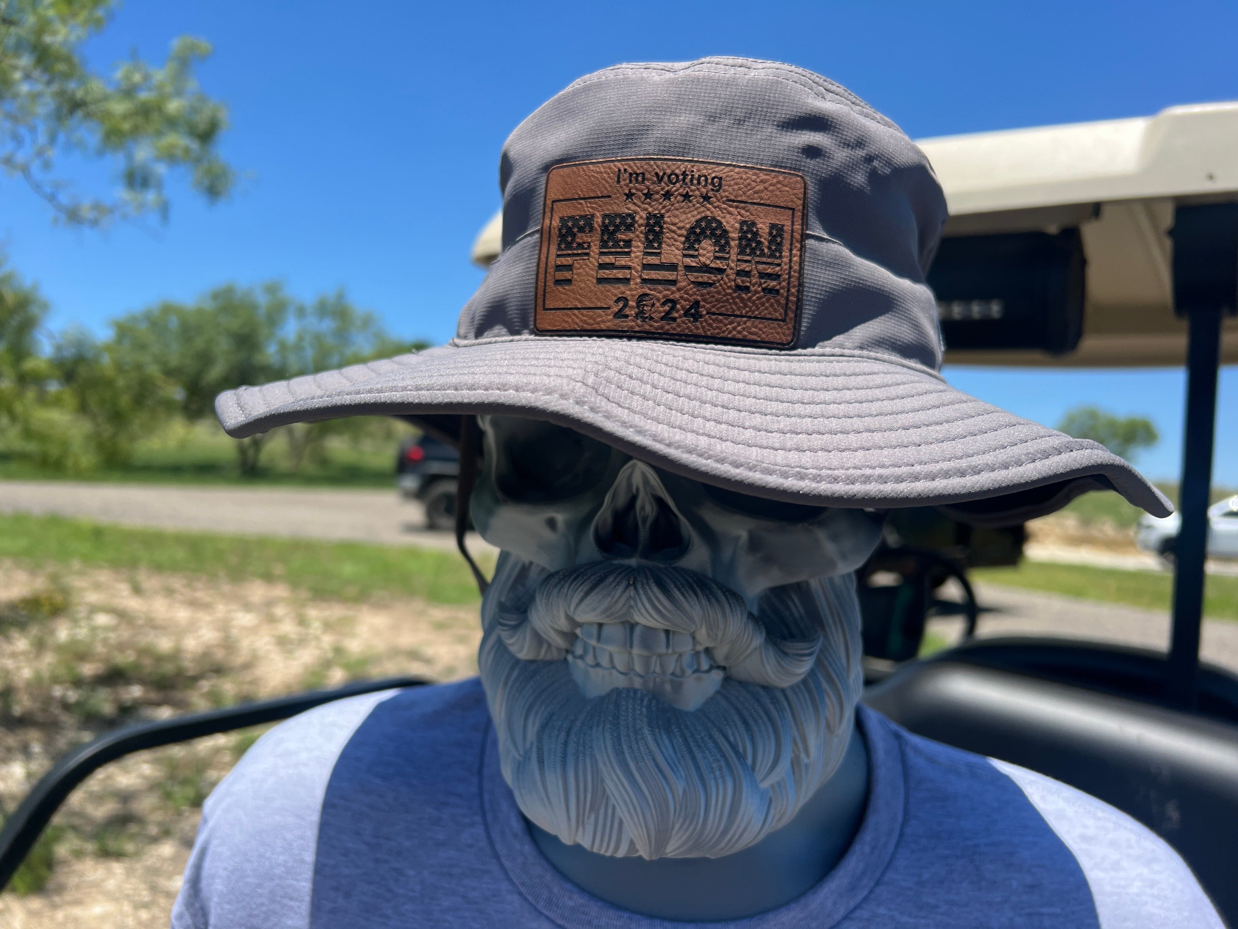 I’m Voting For Felon 2024 Booney Hat Premium Leatherette Patch on a The Game Booney Hat  Funny Hat GenX Hat Adult Hat Best Selling Bucket Hat - F5 Custom Designs