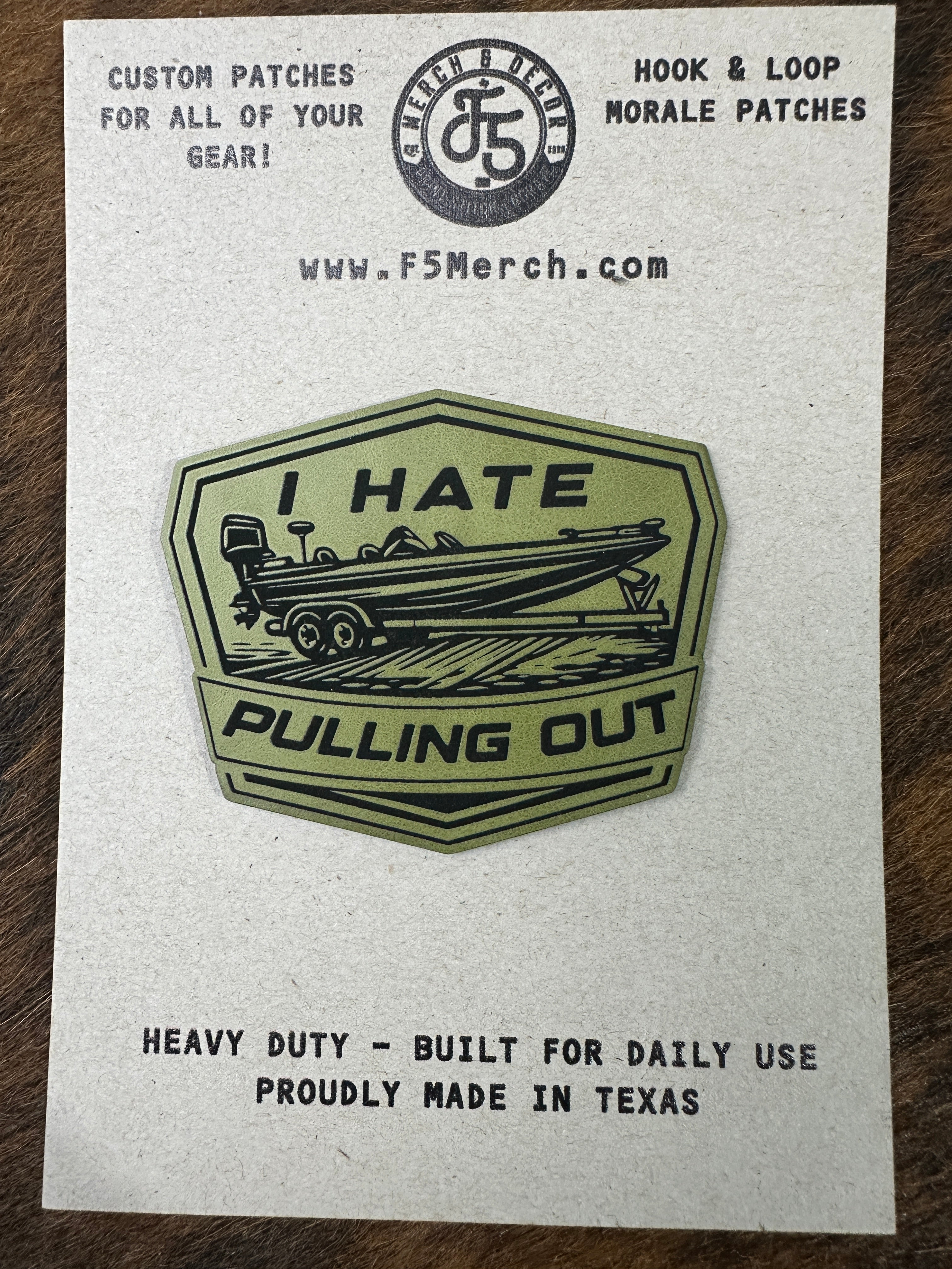 I Hate Pulling Out sarcastic laser engraved patch on leatherette for hats and bags