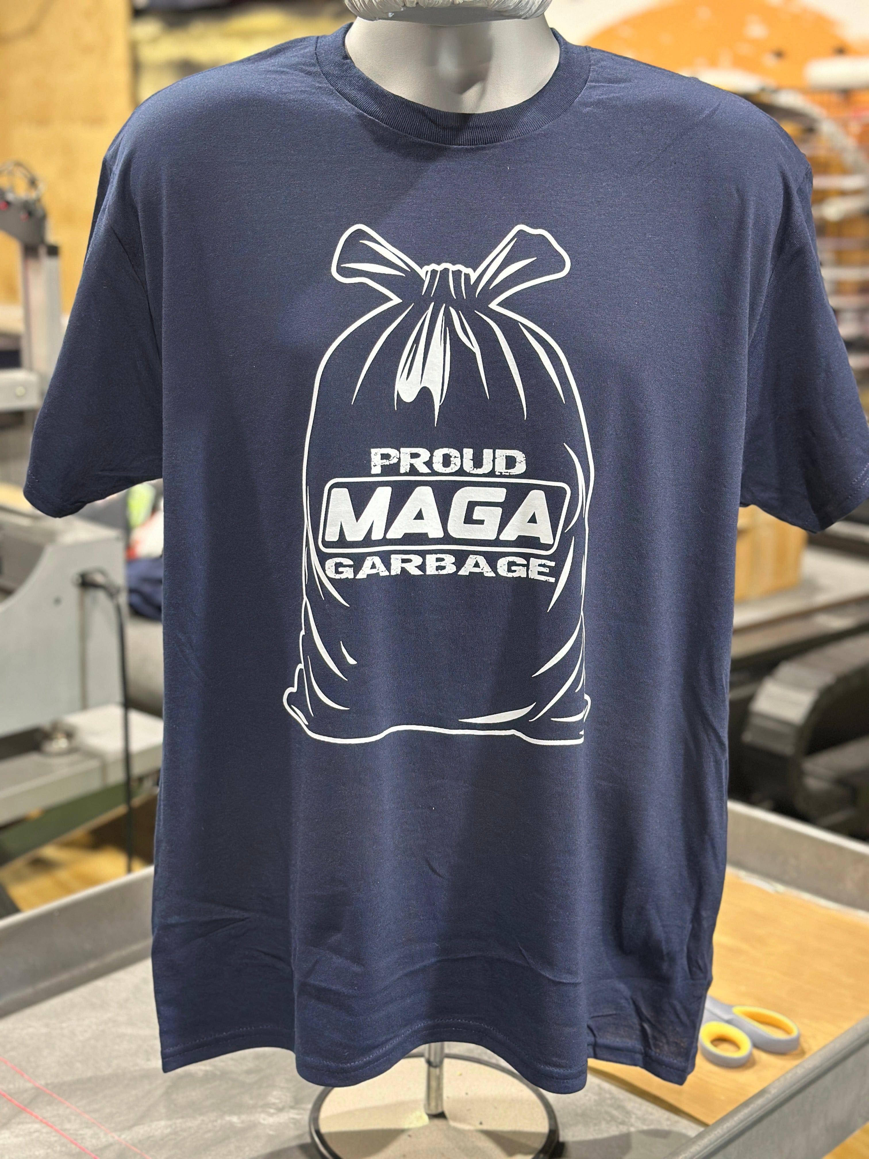 Proud MAGA Garbage T-Shirt DryBlend Moisture Wicking T-shirt Funny Shirt Adult Tee Genx - F5 Custom Designs