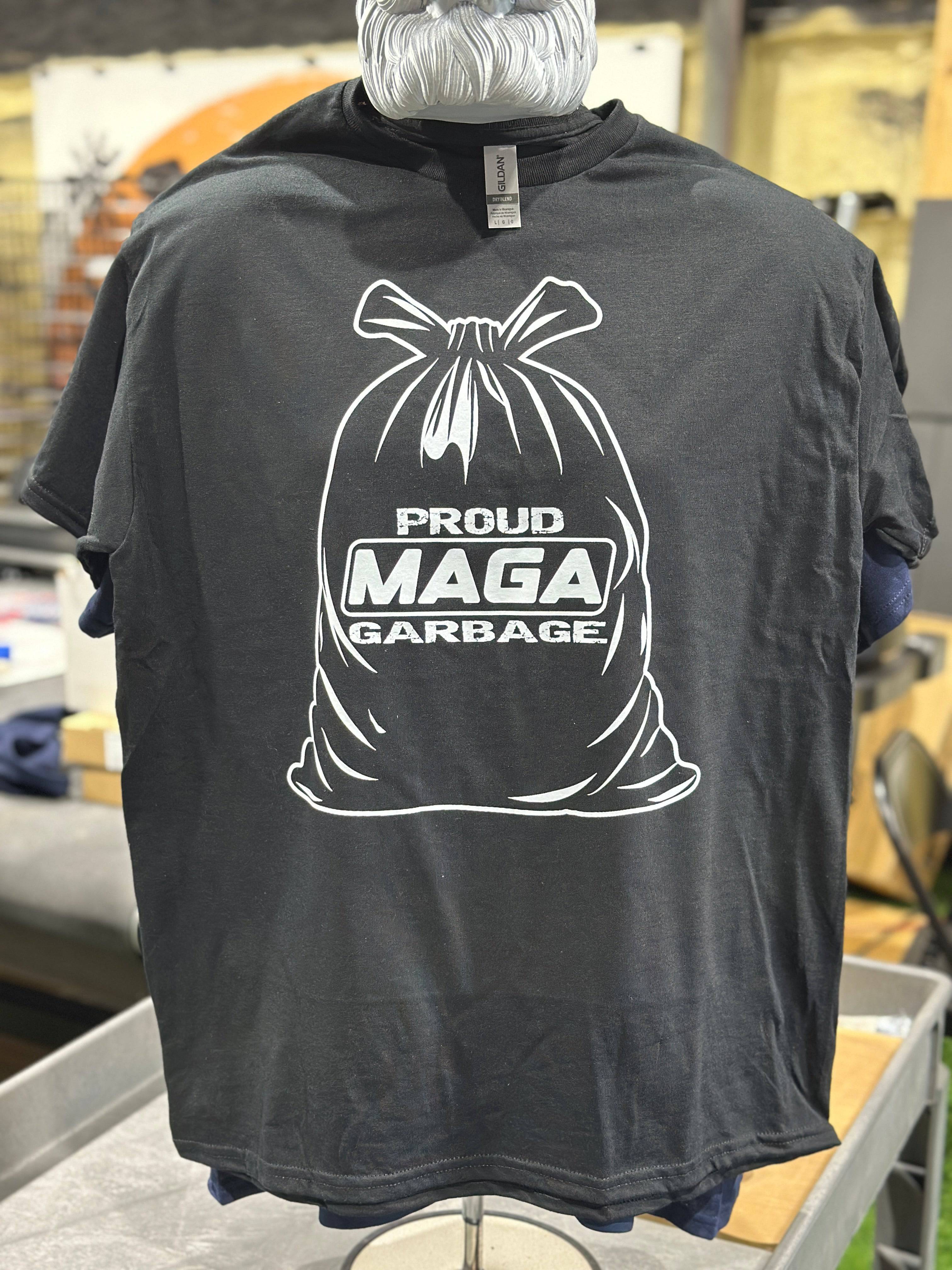 Proud MAGA Garbage T-Shirt DryBlend Moisture Wicking T-shirt Funny Shirt Adult Tee Genx - F5 Custom Designs
