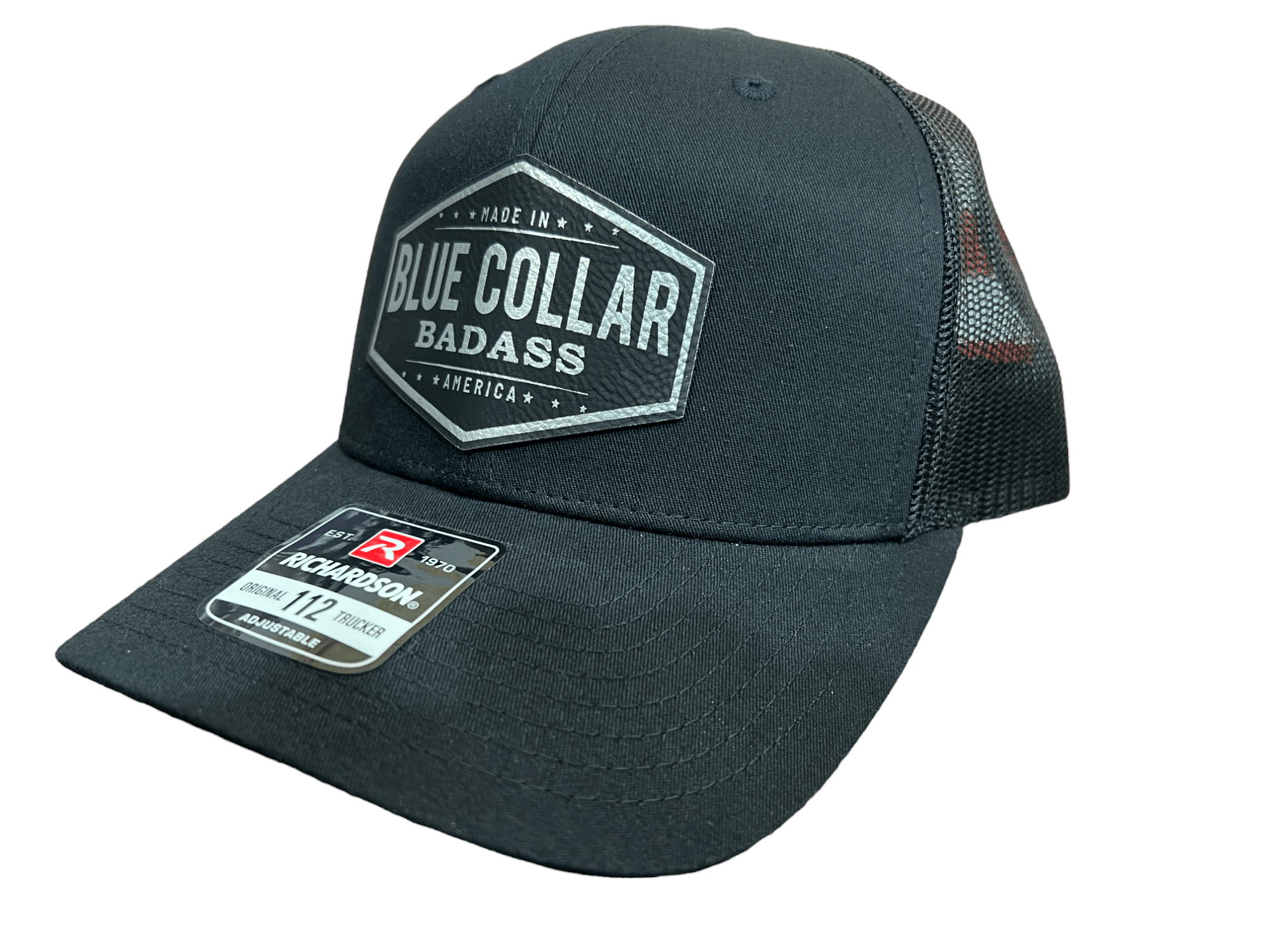 Blue Collar American Hat Design on a Richardson 112 Trucker Hat. - F5 Custom Designs