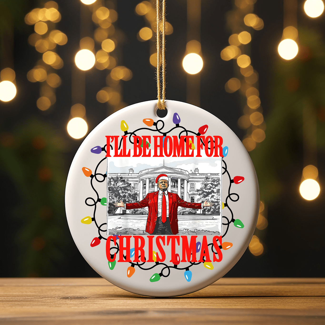 Trump Patriotic Christmas Ornaments UV Printed Porcelain Inch Tree Ornaments - F5 Custom Designs