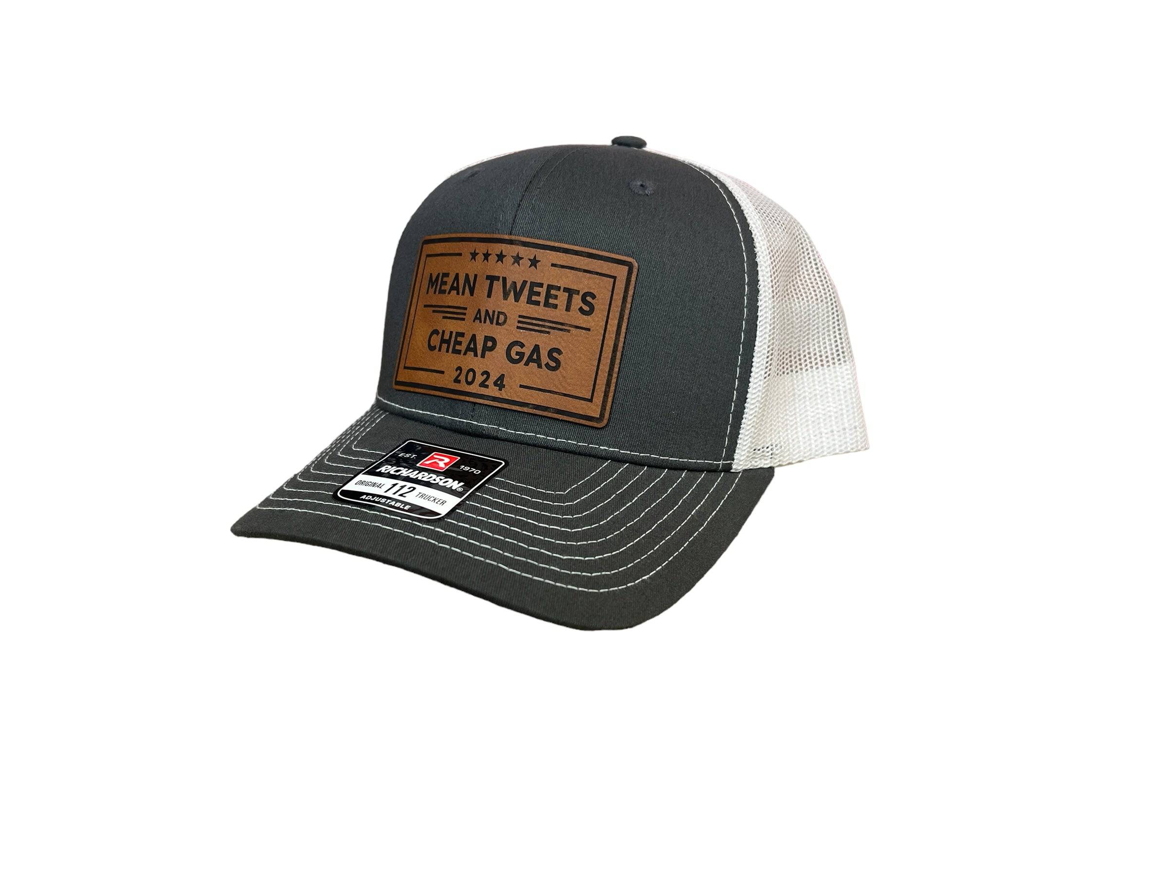Mean Tweets Cheap Gas or Diesel Hat on Premium Leatherette Patch Richardson 112 Trucker Hat  or Yupoong Classic TruckerFunny Hat Adult Hat - F5 Custom Designs