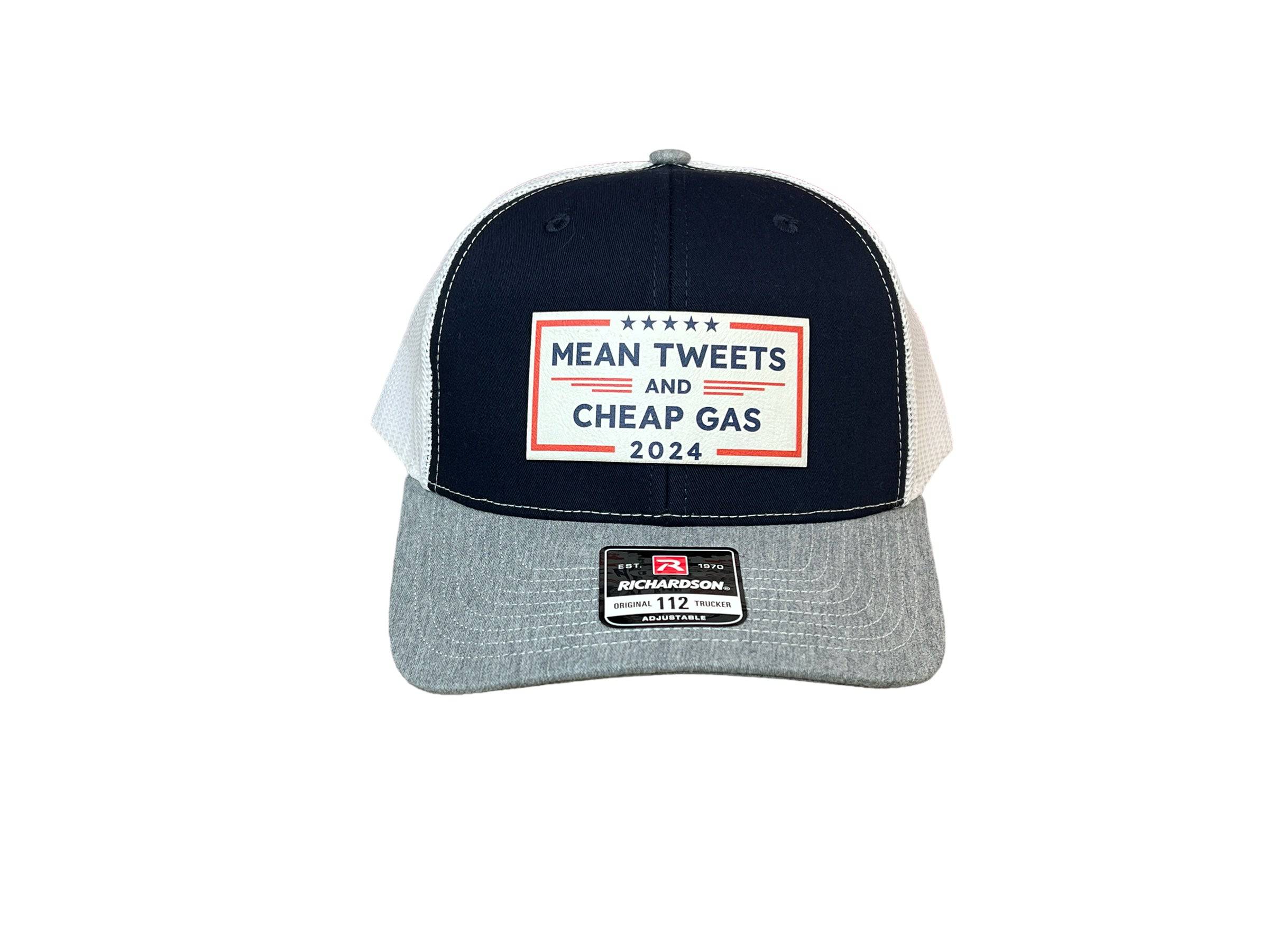 Mean Tweets Cheap Gas or Diesel Hat on Premium Leatherette Patch Richardson 112 Trucker Hat  or Yupoong Classic TruckerFunny Hat Adult Hat - F5 Custom Designs