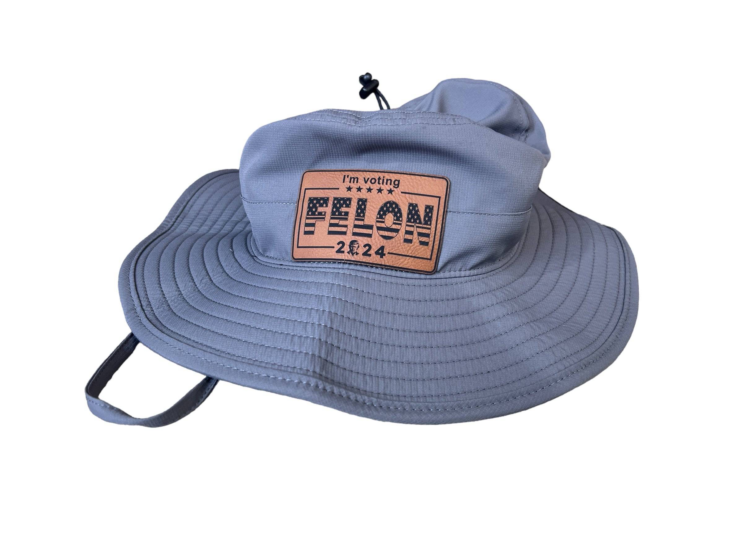 I’m Voting For Felon 2024 Booney Hat Premium Leatherette Patch on a The Game Booney Hat  Funny Hat GenX Hat Adult Hat Best Selling Bucket Hat - F5 Custom Designs