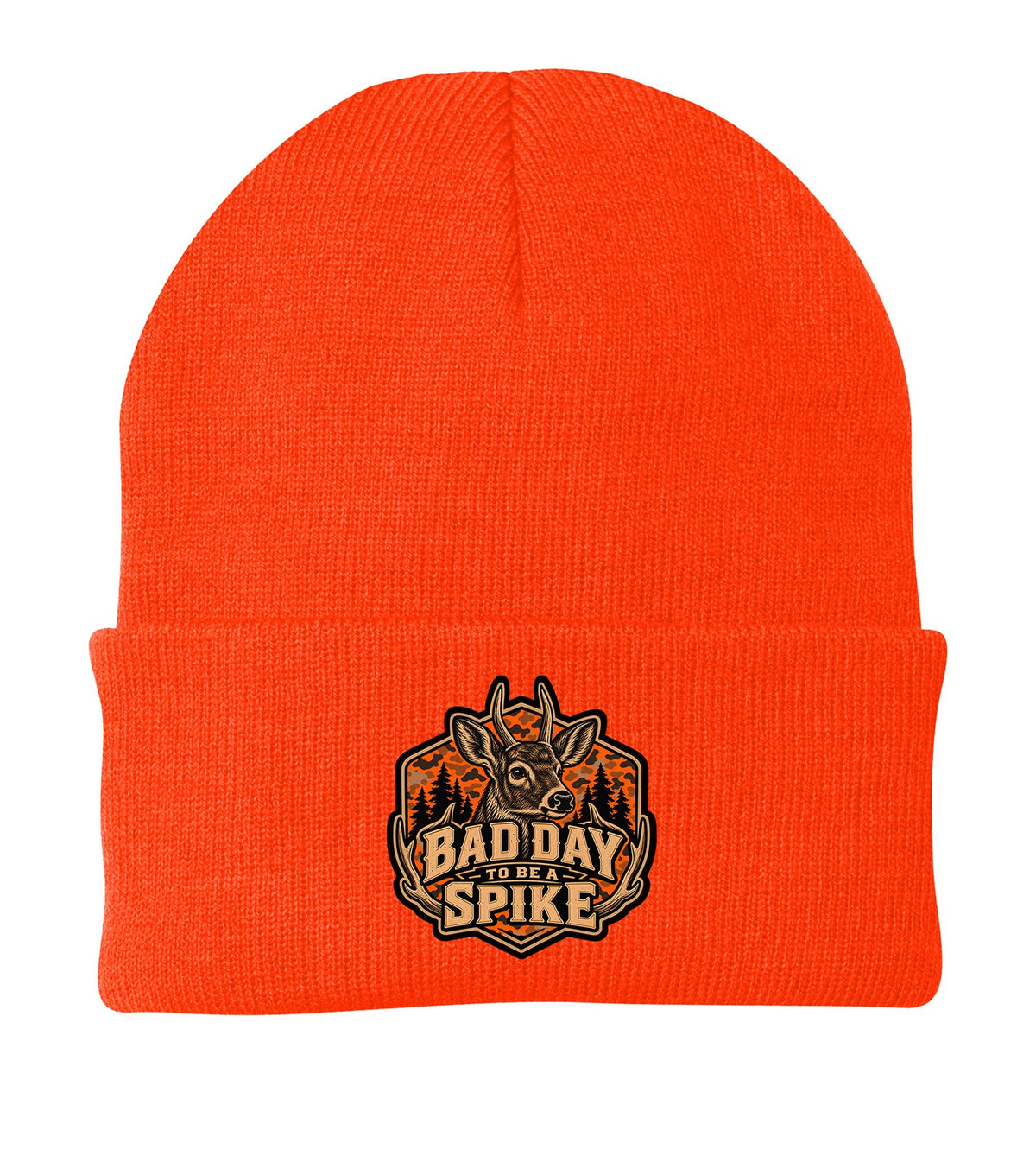 Custom cuffed beanie with leather logo patch