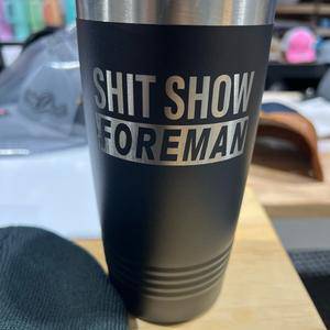 The Hat+Beanie+Tumbler Bundle -  Shit Show Foreman Leatherette Patch Hat on Richardson 112 Trucker Hat - F5 Custom Designs