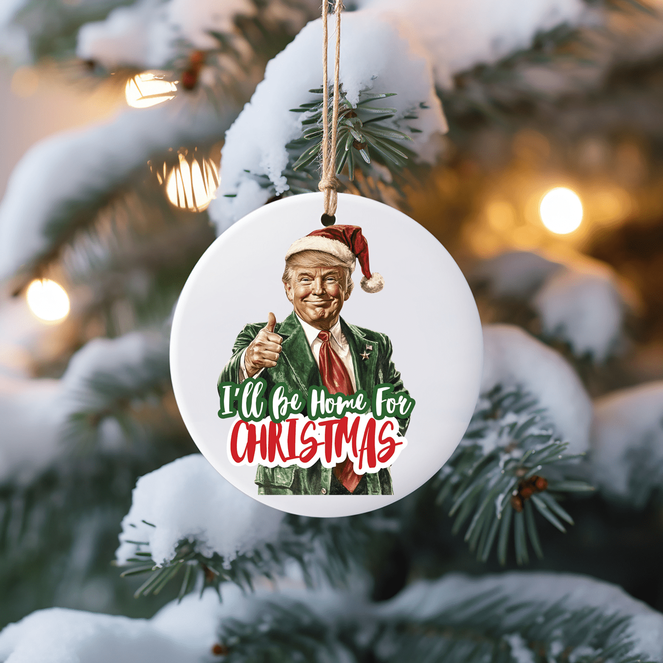 Trump Patriotic Christmas Ornaments UV Printed Porcelain Inch Tree Ornaments - F5 Custom Designs