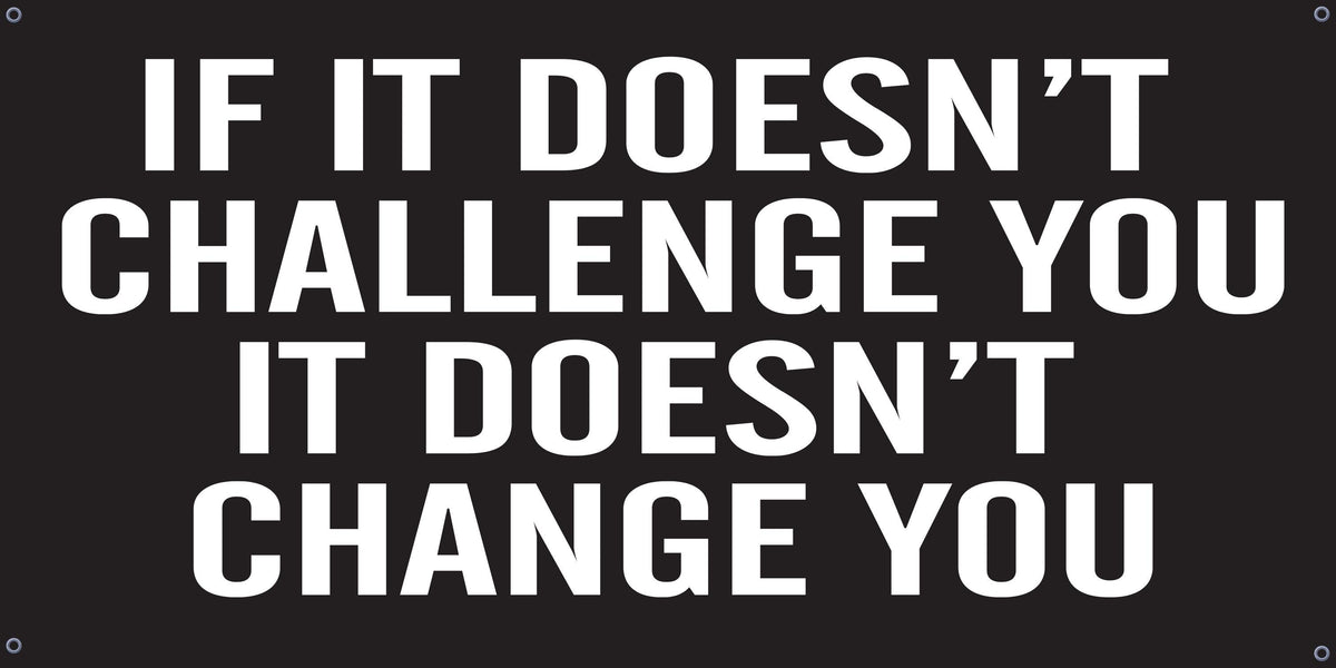 Motivational Gym Banner, 48"x21" UV-Printed Vinyl, Grommets, Indoor/Outdoor Decor