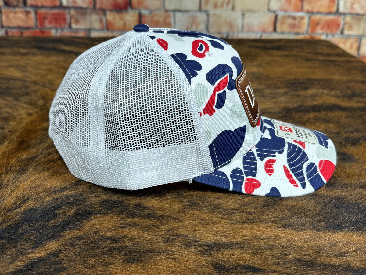 Custom Leather Patch Trucker Hat, Personalized Dad Gift, Outdoors Style