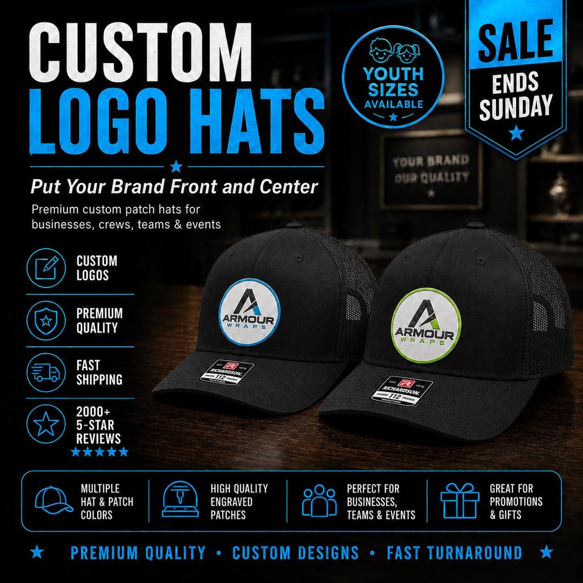 Richardson 112 Company Hat with Custom Logo Patch