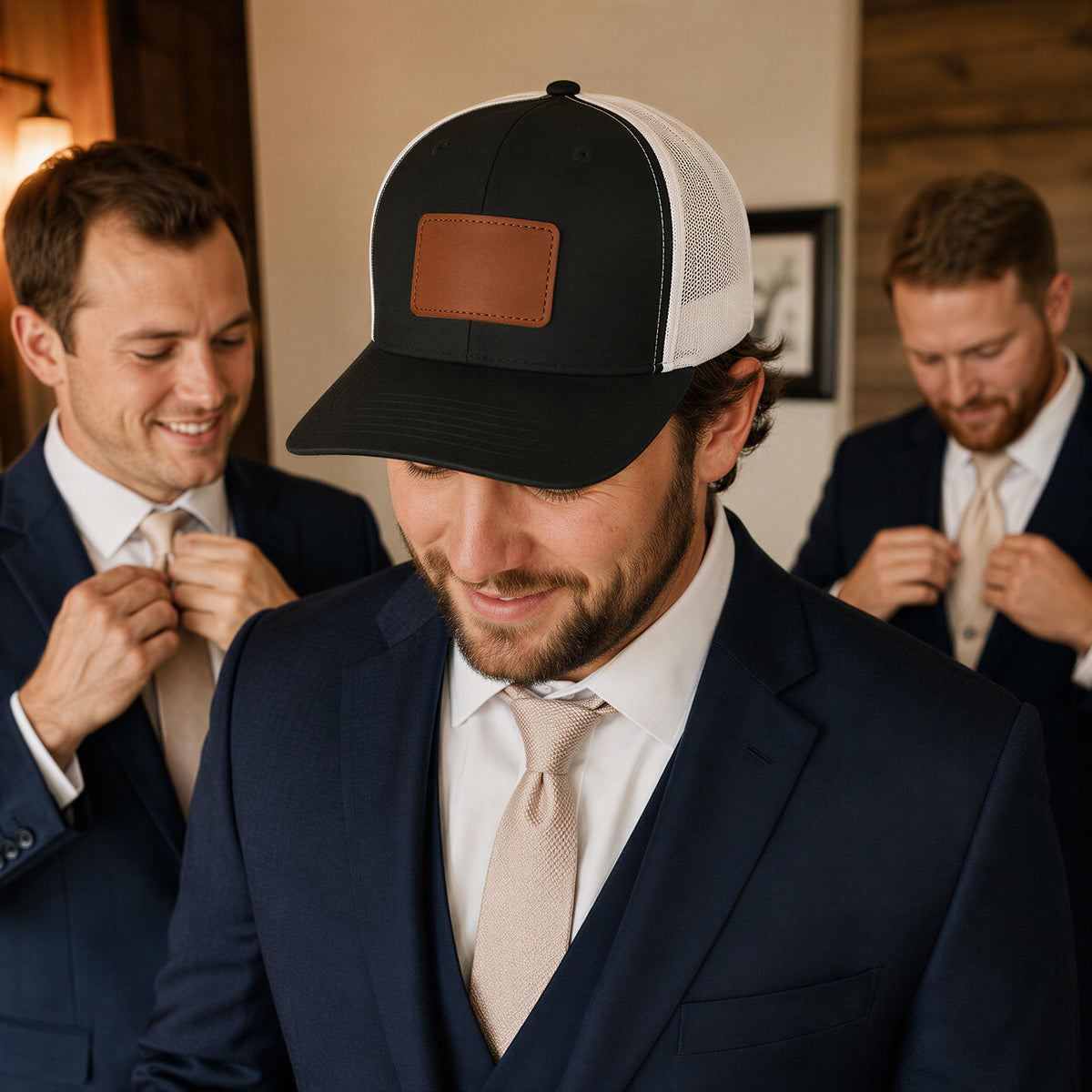 Custom Richardson 112 Snapback Hat, Personalized Leatherette Patch Trucker Cap