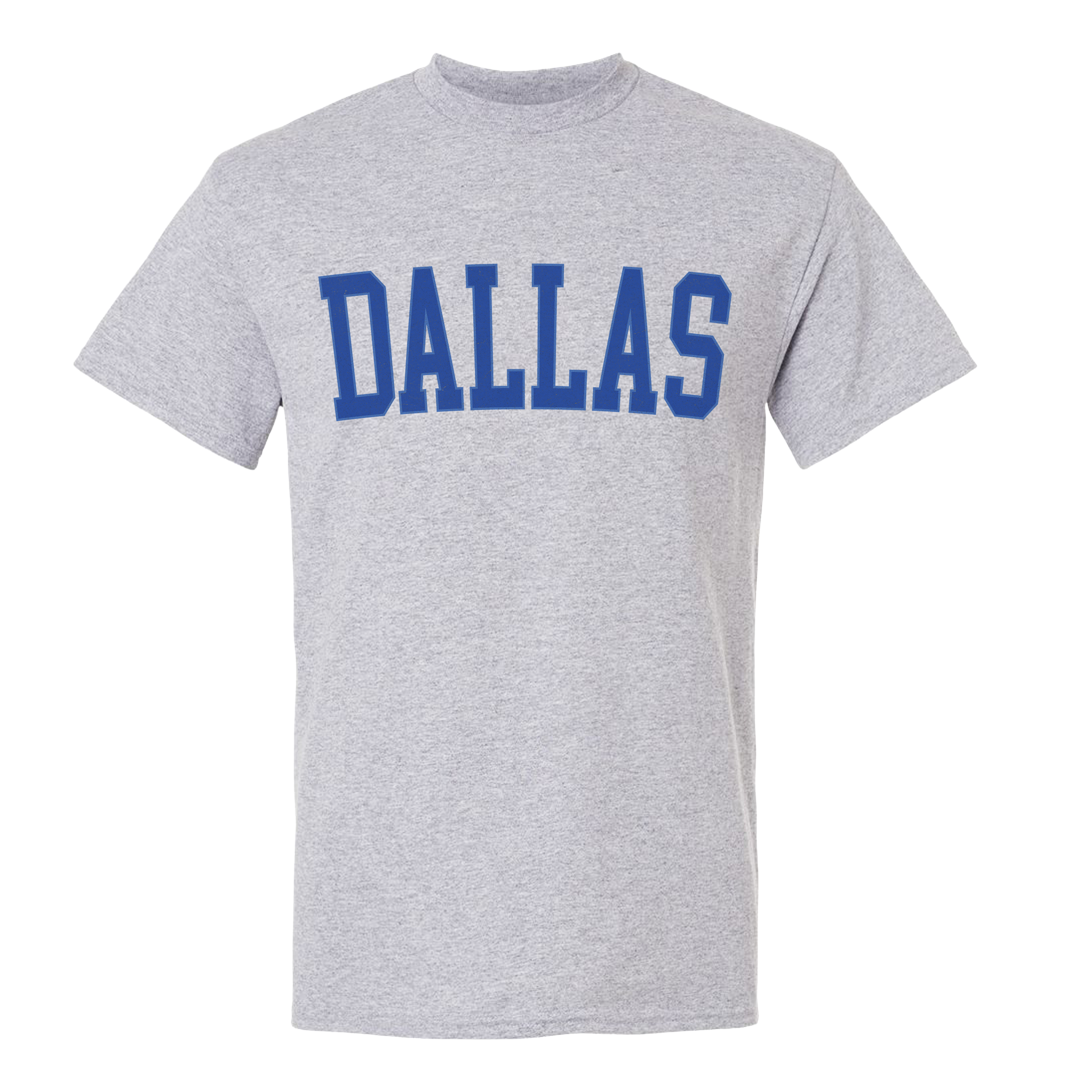 Sport grey retro Dallas football team T-shirt with vintage varsity lettering