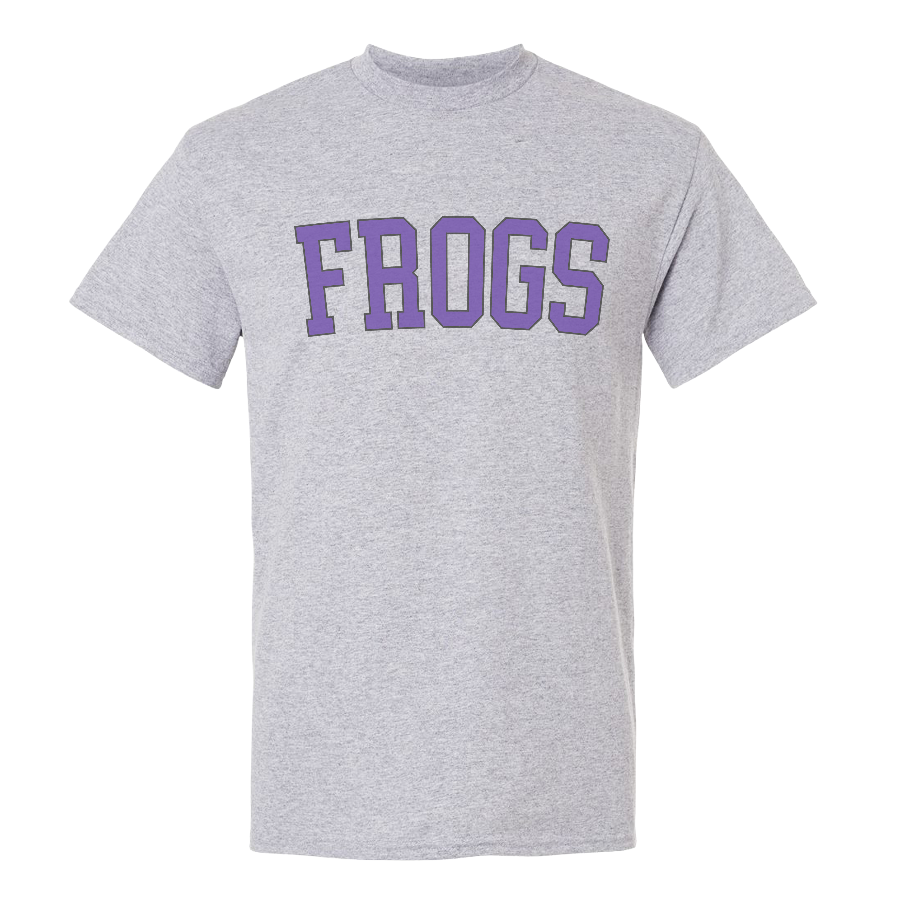 Sport grey vintage Frogs football team T-shirt with retro varsity lettering