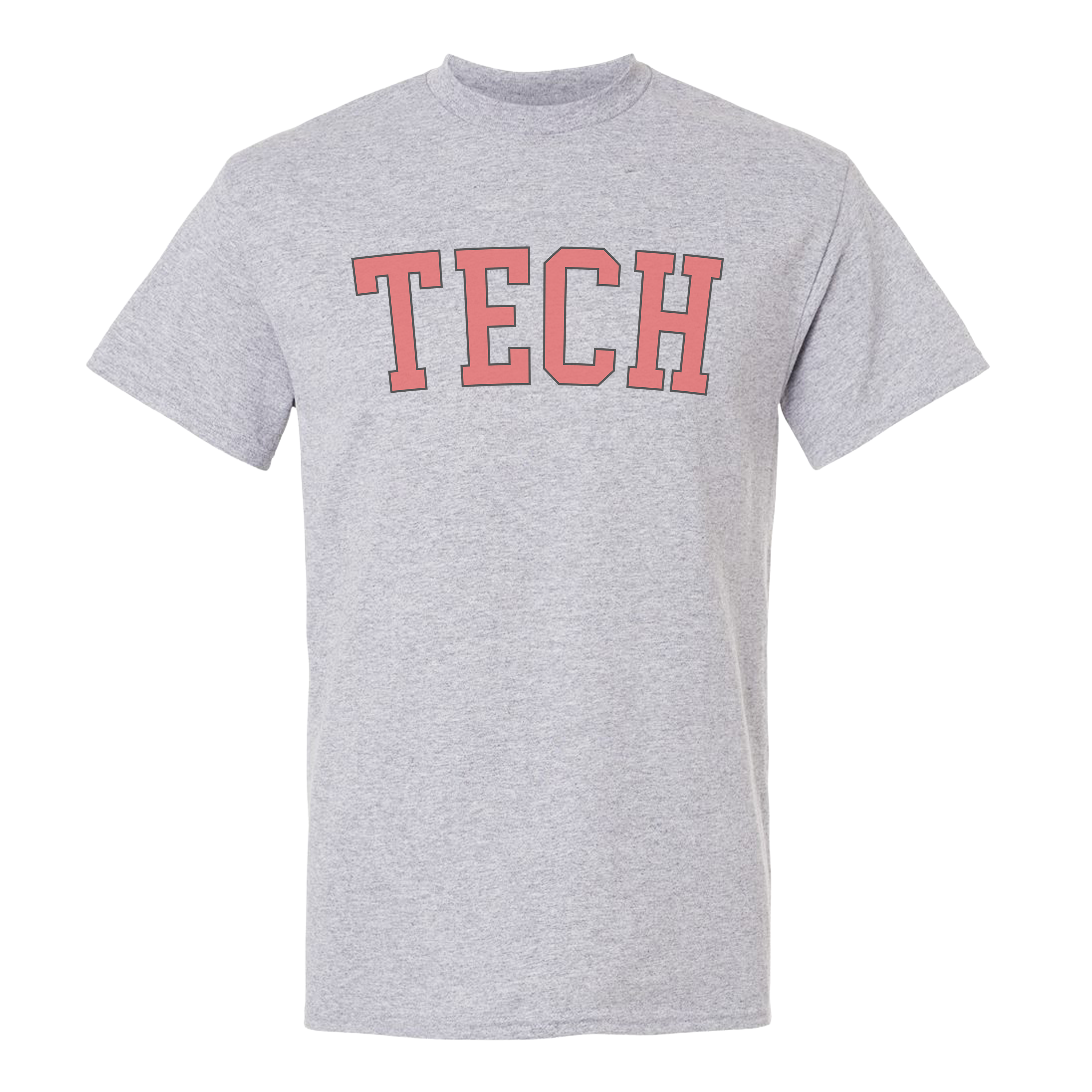 Sport grey vintage Tech football team T-shirt with varsity-style lettering
