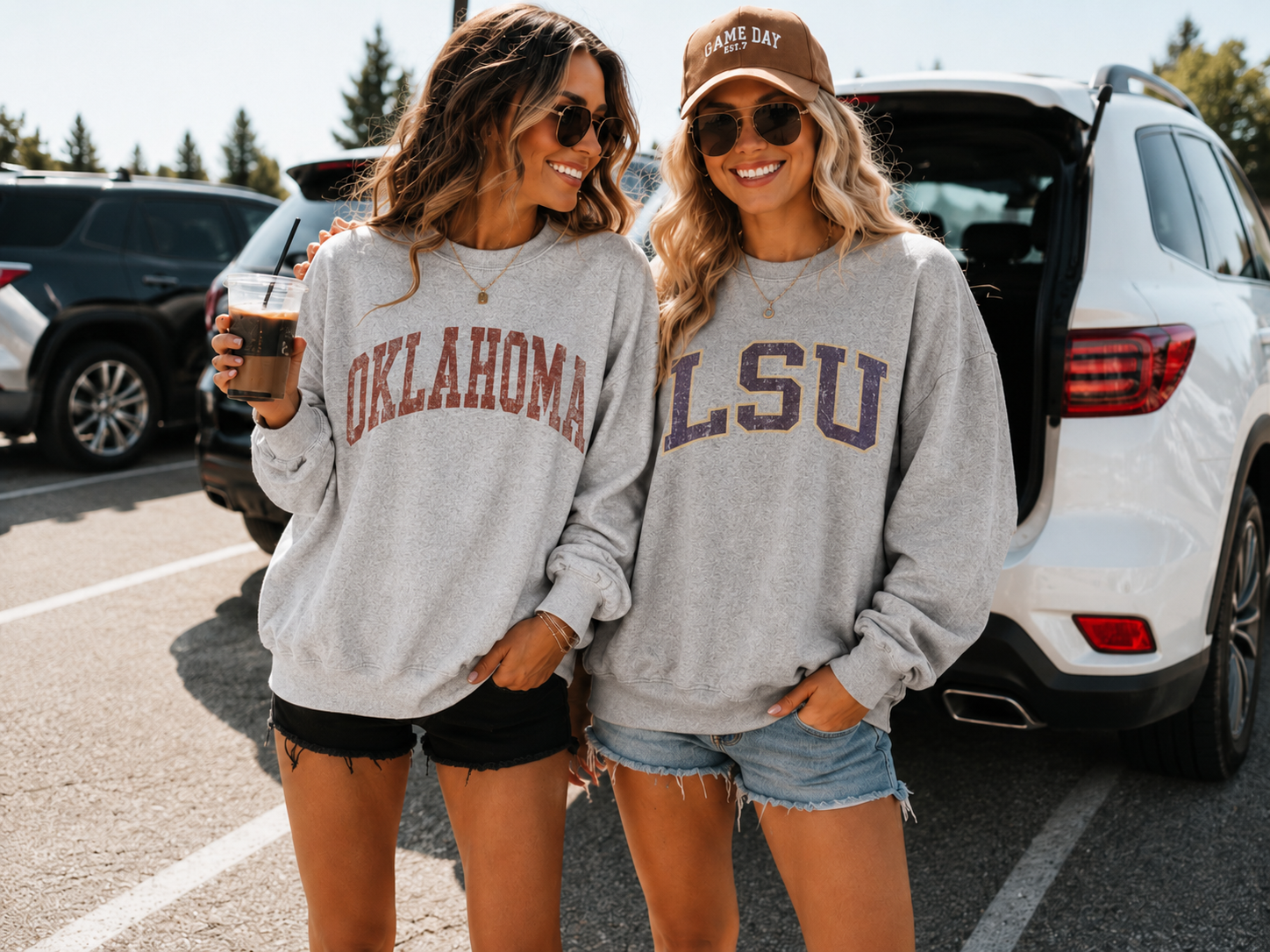 Sport grey vintage varsity Auburn sweatshirt worn on a football field for game day